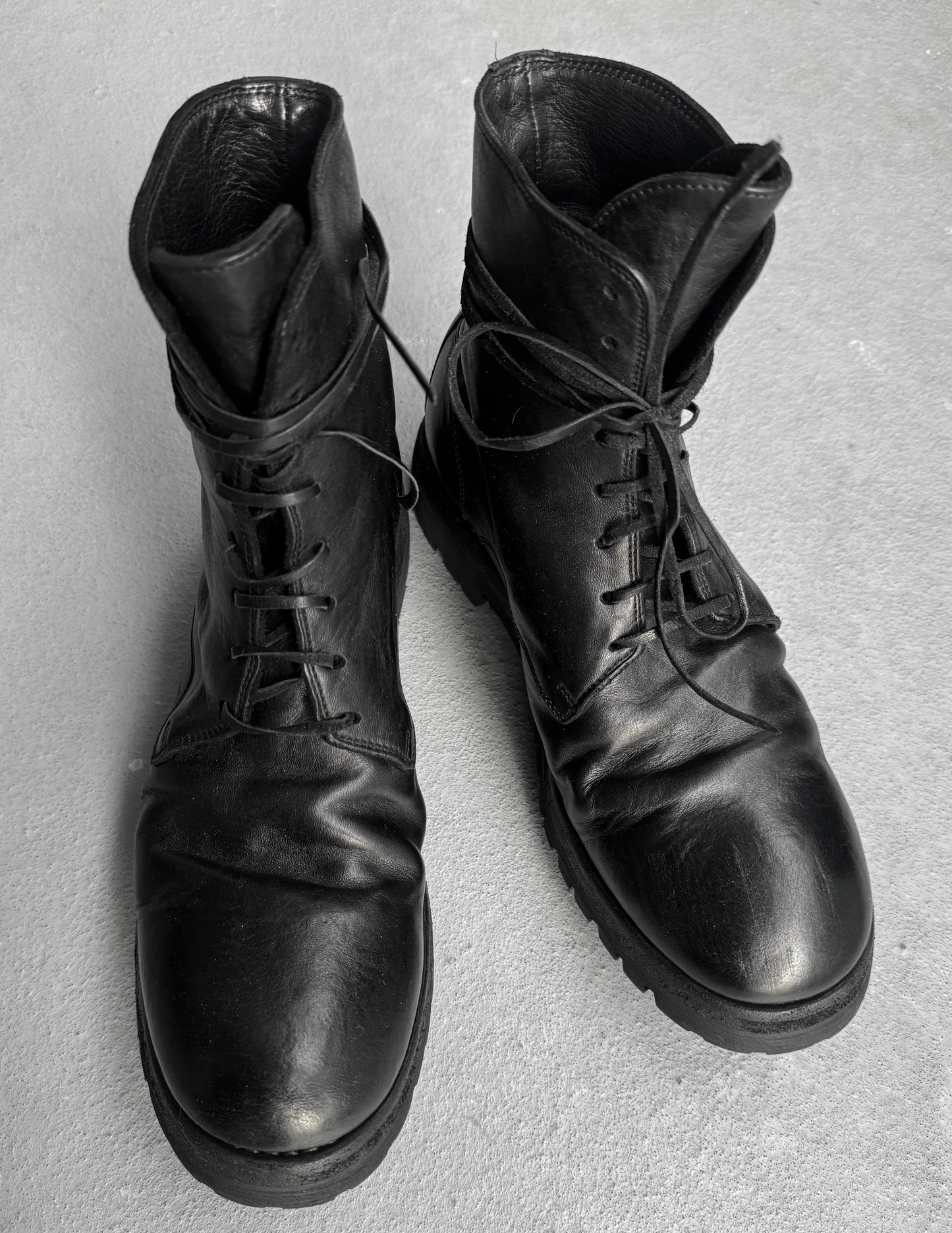 GUIDI '795V' Black Horse Leather Lace-up Boots
