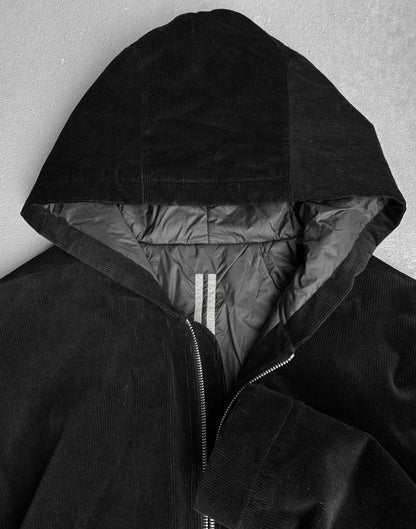 Rick Owens DRKSHDW AW22 “STROBE” Light-padded Peter Corduroy Hooded Jacket