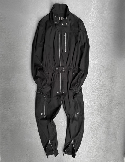 Rick Owens SS23 "EDFU" Black Bauhaus Cargo Larry Flight Jumpsuit