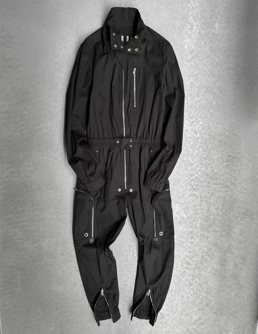 Rick Owens SS23 "EDFU" Black Bauhaus Cargo Larry Flight Jumpsuit