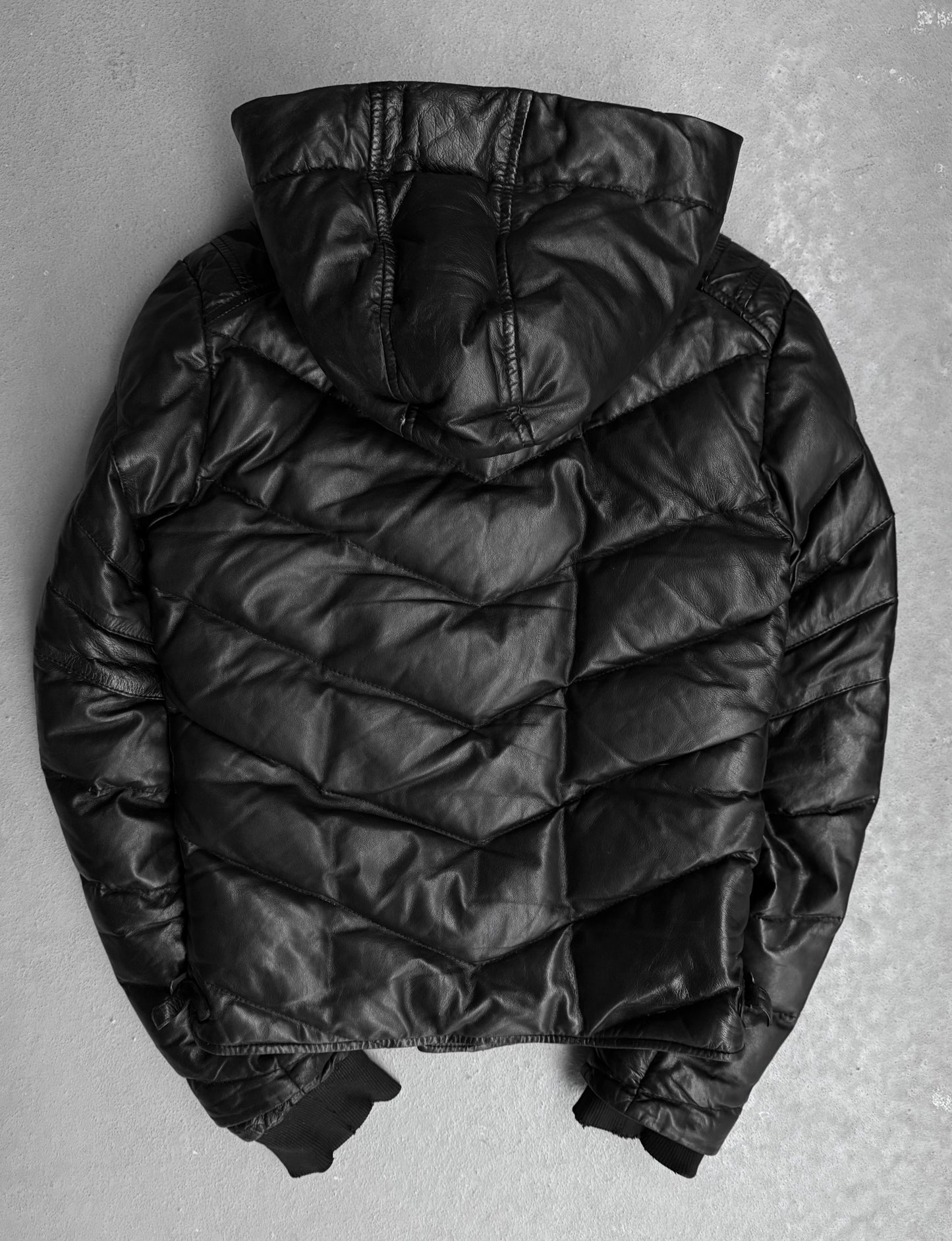 14thAddiction Early 00s Hooded Sheepskin Down Rider Jacket