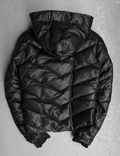 14thAddiction Early 00s Hooded Sheepskin Down Rider Jacket