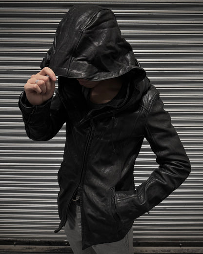 Midas Early 00s Concealed Hooded Bono Sheepskin Leather Jacket