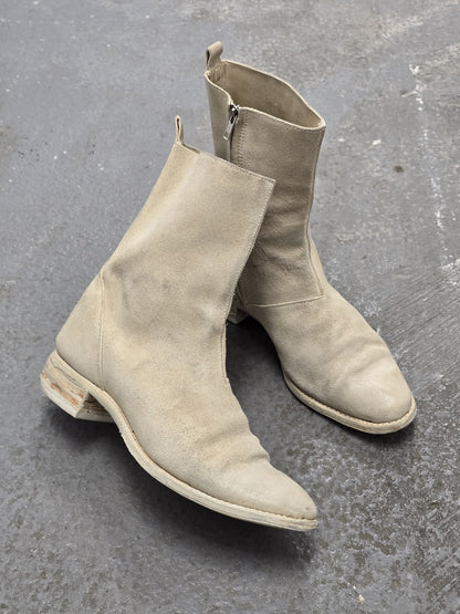 Carol Christian Poell AW05 "On Demand" Reverse Horse Leather Side Zip Boots detail | DRIEW GARMENTS