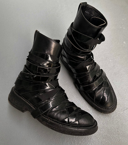 DIOR HOMME AW08 “Lumiere Du Nord” Patent Leather Mummy Strap Boots