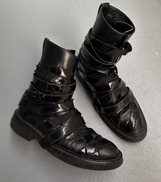 靴 09aw Dior homme boots Kris archive Dior Homme AW08 Patent Leather Mummy Strap Boots | Size 41 – DRIEW