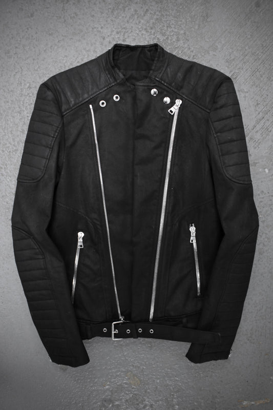 BALMAIN by Olivier Rousteing SS12 Padded Waxed Cotton Rider Jacket