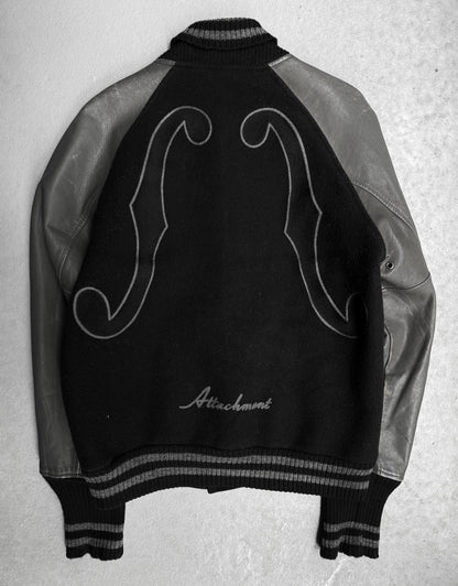 ATTACHMENT by Kazuyuki Kumagai Early 00s Embroidered Leather Varsity Jacket