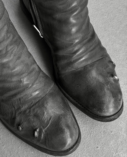 Carol Christian Poell ‘AM/2687P ROOMS-PTC/19’ Object-dyed Kangaroo Leather Titanium Prosthetic Tornado Zip Boots