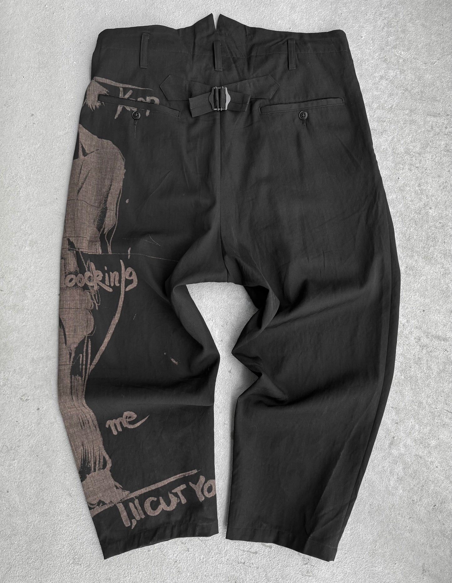 Yohji Yamamoto POUR HOMME SS17 Moody Graphic Pleated Drop-crotch Suspender Trousers