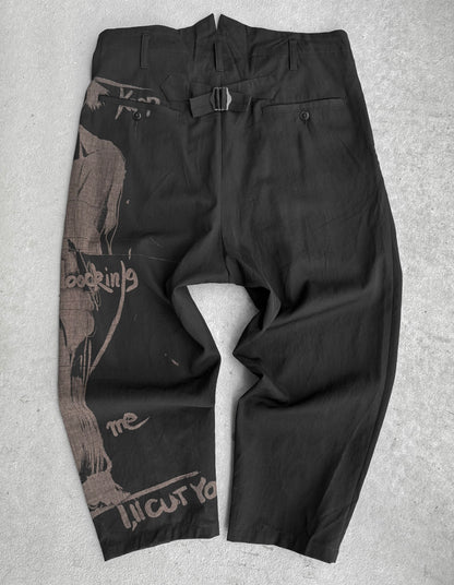 Yohji Yamamoto POUR HOMME SS17 Moody Graphic Pleated Drop-crotch Suspender Trousers