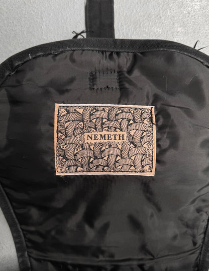 Christopher Nemeth Early 00s Black Cotton Fur Patches Side/Waist-bag