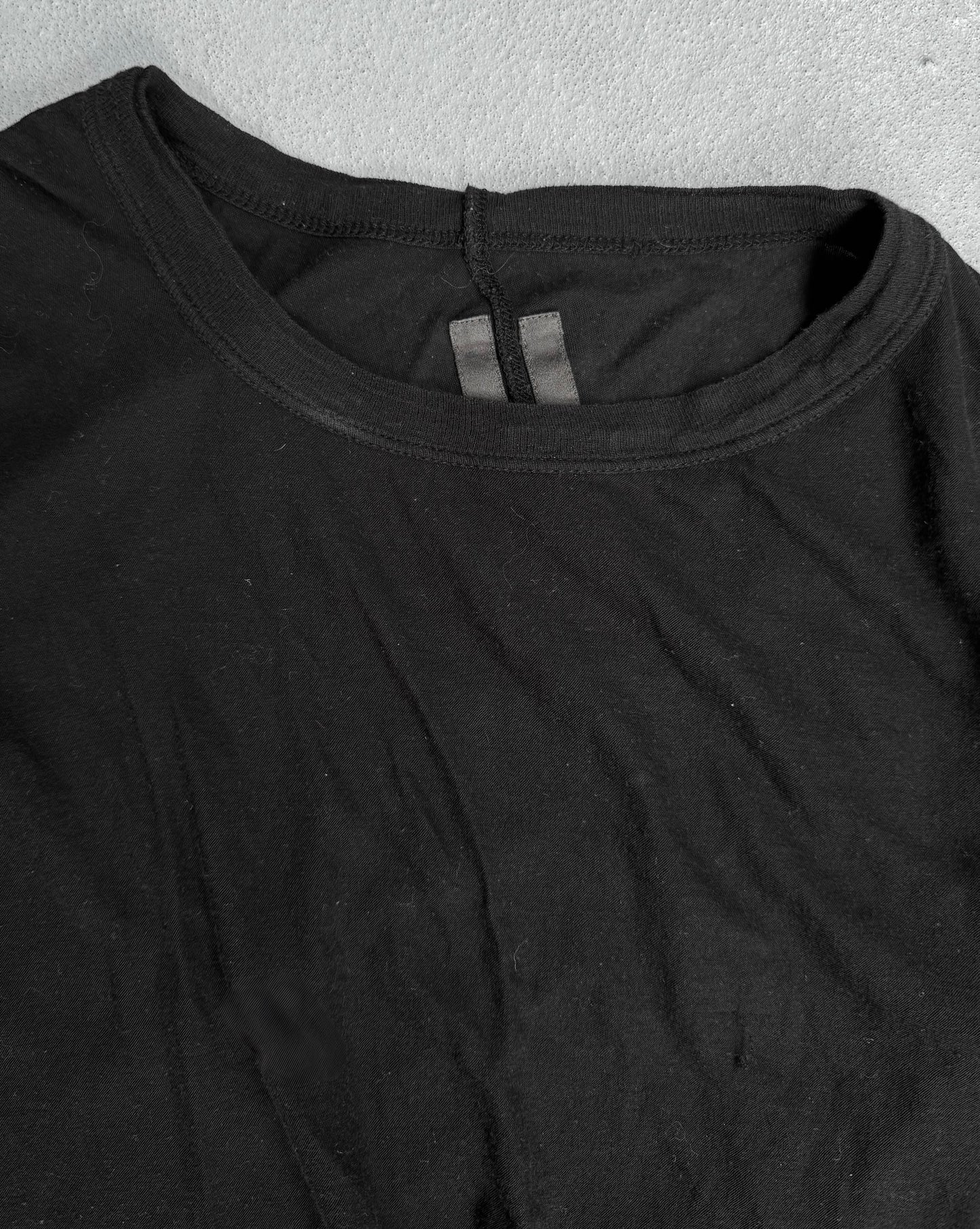 Rick Owens SS10 “RELEASE” Cropped Black Asymmetrical T-shirt