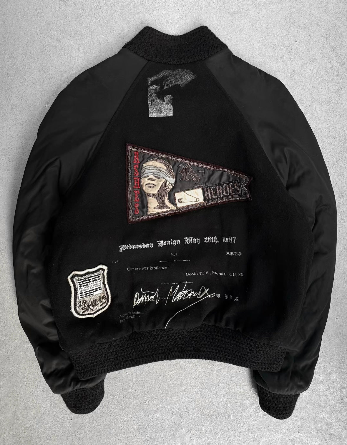 RAF by Raf Simons AW06-07 Peter de Potter’s ‘Ashes & Heroes’ Embroidered Varsity Jacket