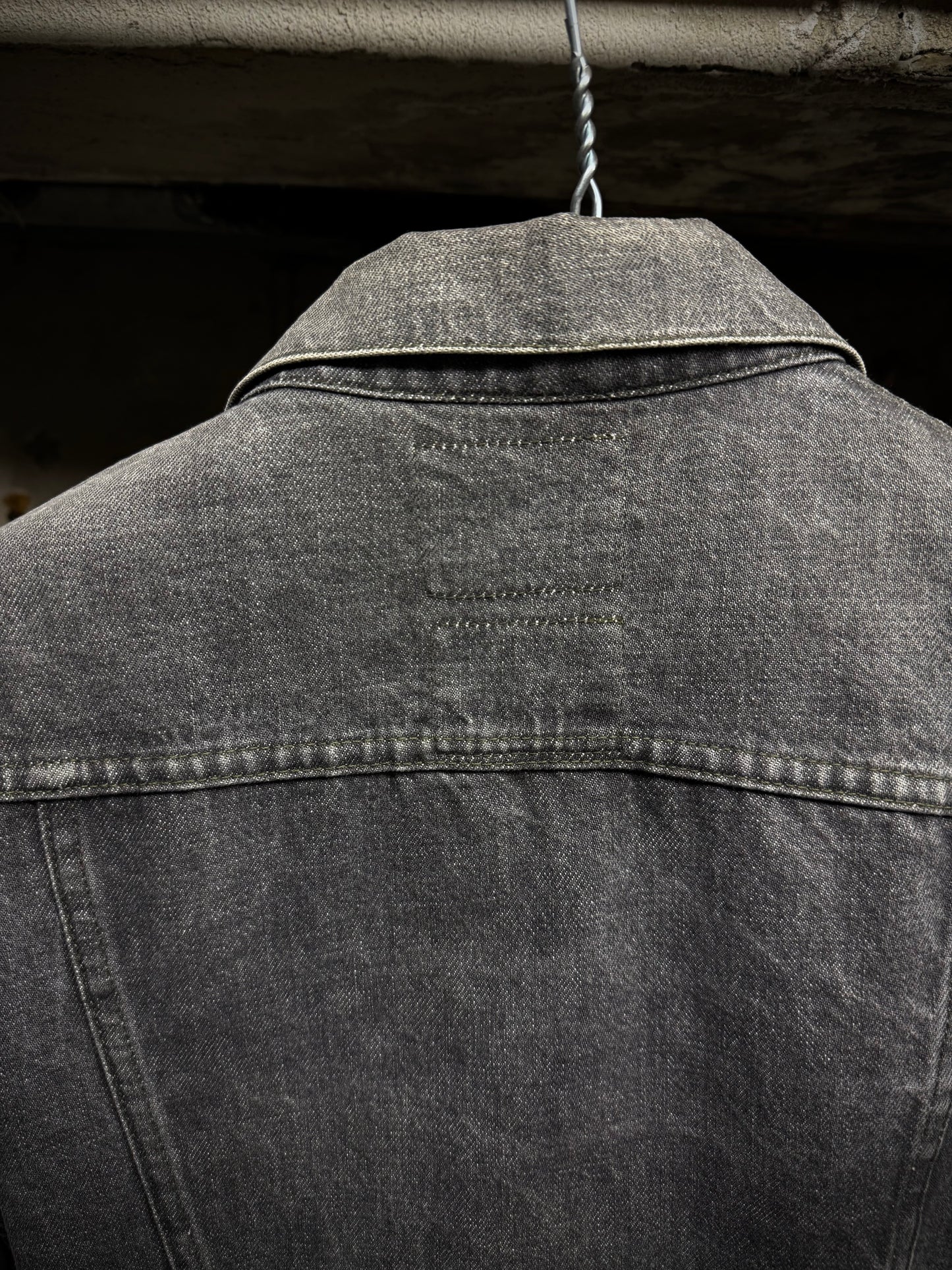 Helmut Lang Early 00s Washed Grey Denim Trucker Jacket