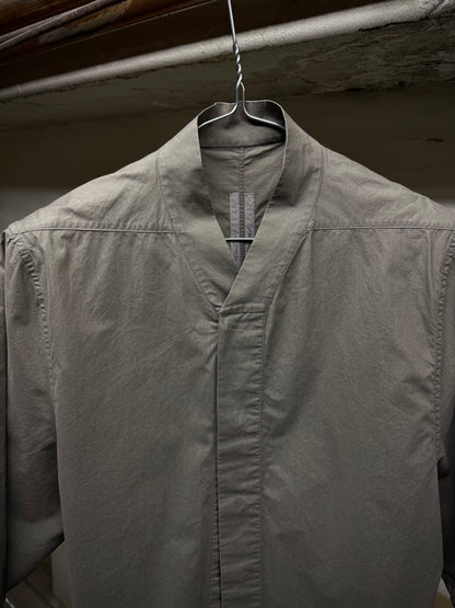 Rick Owens AW17 “GLITTER” DARK DUST Mandarin Button-up Short Sleeve Shirt detail | DRIEW GARMENTS