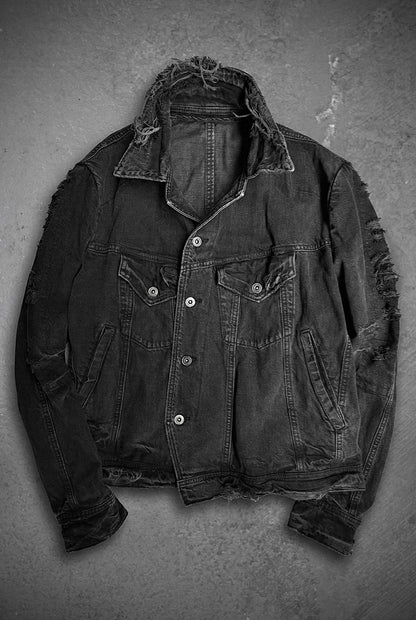 Julius_7 SS18 “Acid Glaciers;” Limited Edition Distressed 12oz Denim Trucker Jacket