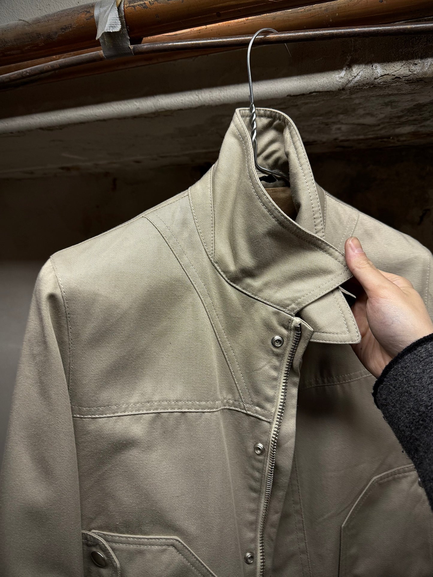 DIOR HOMME by Kris Van Assche SS08 Beige Cropped Utility Jacket detail | DRIEW GARMENTS