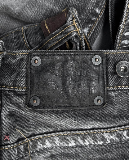 SemanticDesign Early 00s Multi-zip Paint Splattered Flare Denim