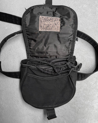 Christopher Nemeth Early 00s Black Cotton Fur Patches Side/Waist-bag