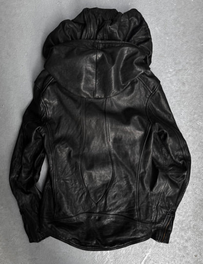 Midas Early 00s Concealed Hooded Bono Sheepskin Leather Jacket