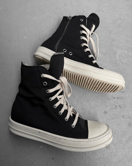 Rick Owens DRKSHDW AW23 “LUXOR” Pentagram Embroidered Nylon Canvas Ramones Sneakers