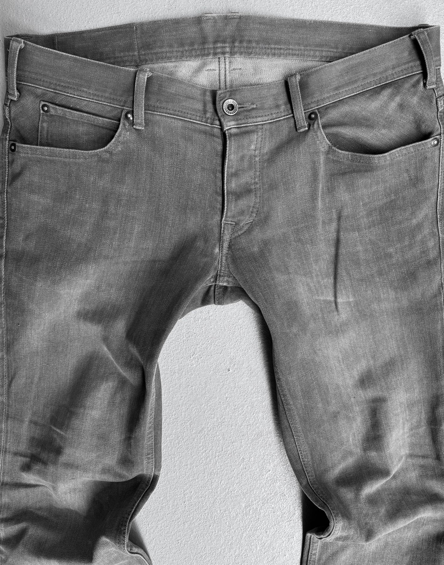 5351 Pour Les Hommes Early 00s Washed Grey Flare-zip Skinny Denim
