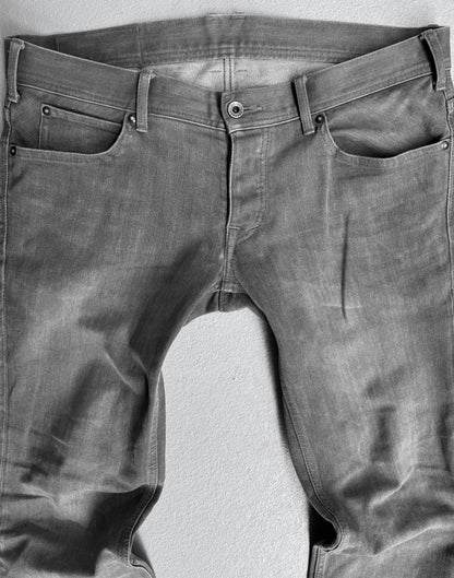 5351 Pour Les Hommes Early 00s Washed Grey Flare-zip Skinny Denim