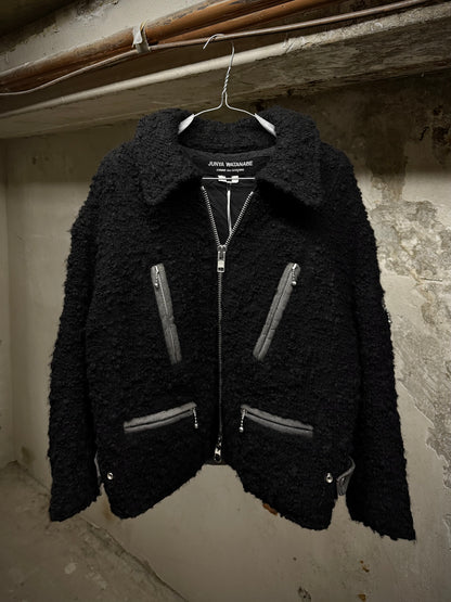 Junya Watanabe AW07 Black Wool Multi-zip Shearling Rider Jacket | Archive Fashion Toronto