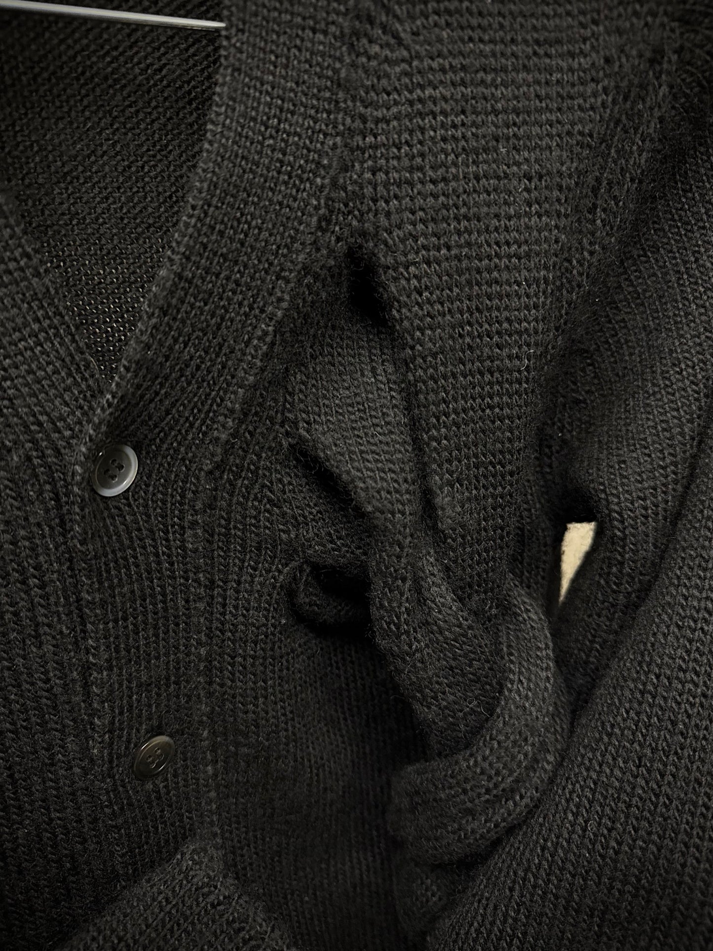 COMME des GARÇONS AW14 Cut Out Extended Wool Locks Knit Cardigan detail | DRIEW GARMENTS