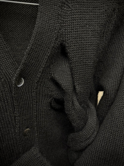 COMME des GARÇONS AW14 Cut Out Extended Wool Locks Knit Cardigan detail | DRIEW GARMENTS