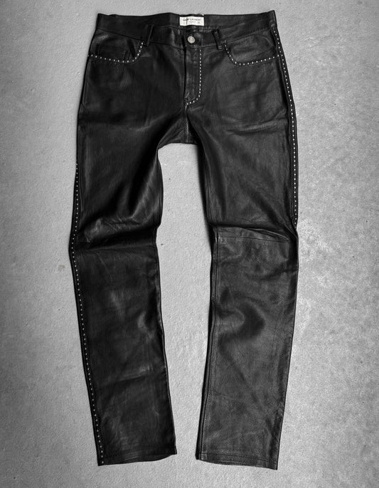 Saint Laurent Paris SS14 Studded Lambskin Leather Pants