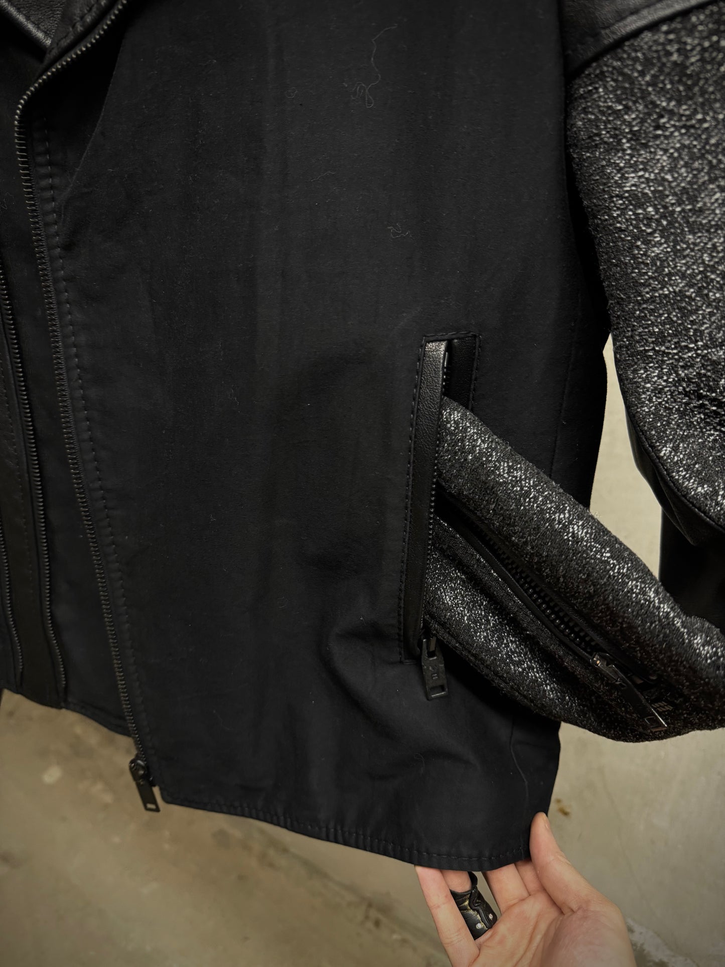 Balenciaga by Nicolas Ghesquière AW2012 Buffalo Leather Hybrid Rider Jacket detail | DRIEW GARMENTS