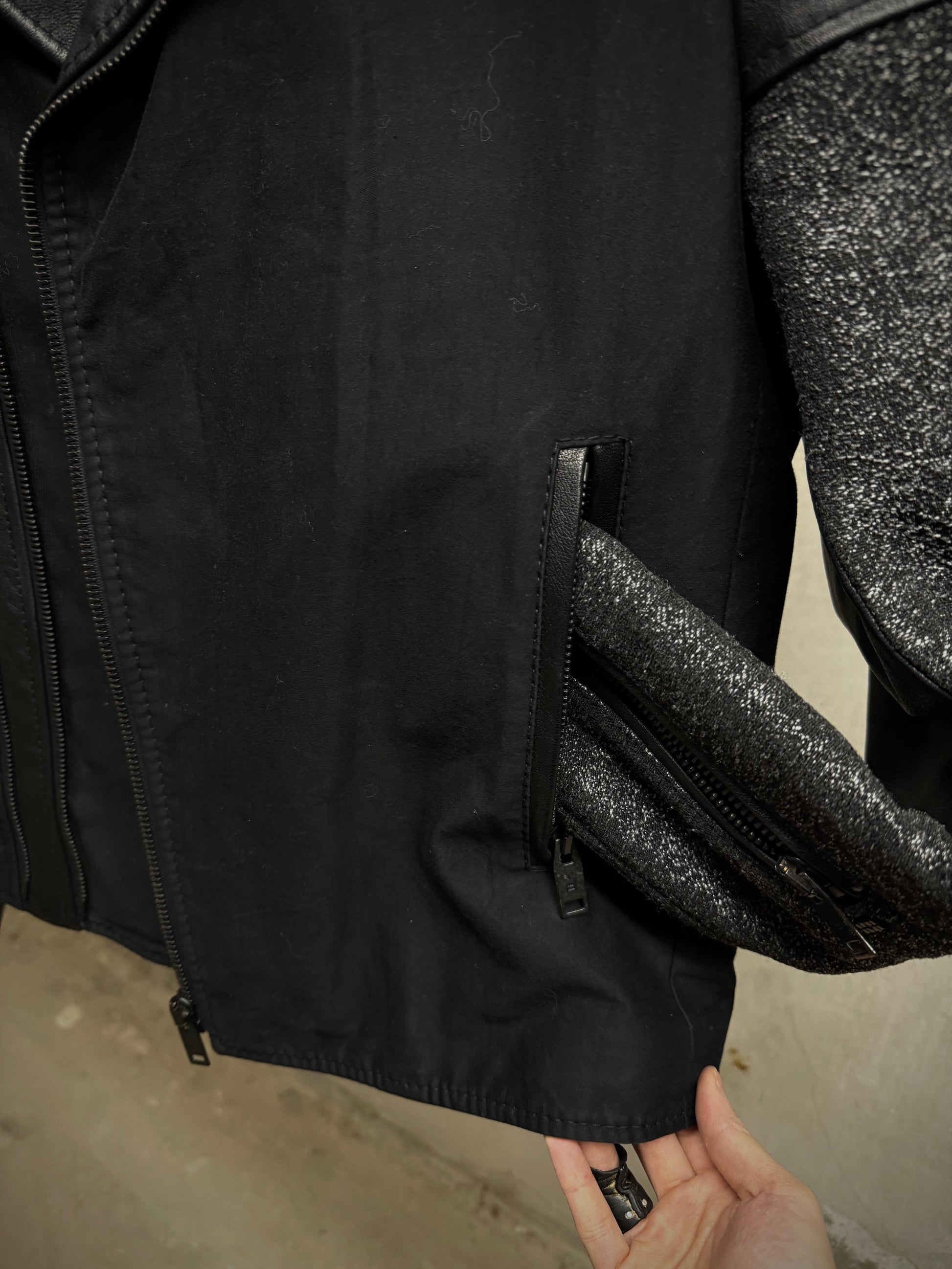 Balenciaga by Nicolas Ghesquière AW2012 Buffalo Leather Hybrid Rider Jacket detail | DRIEW GARMENTS