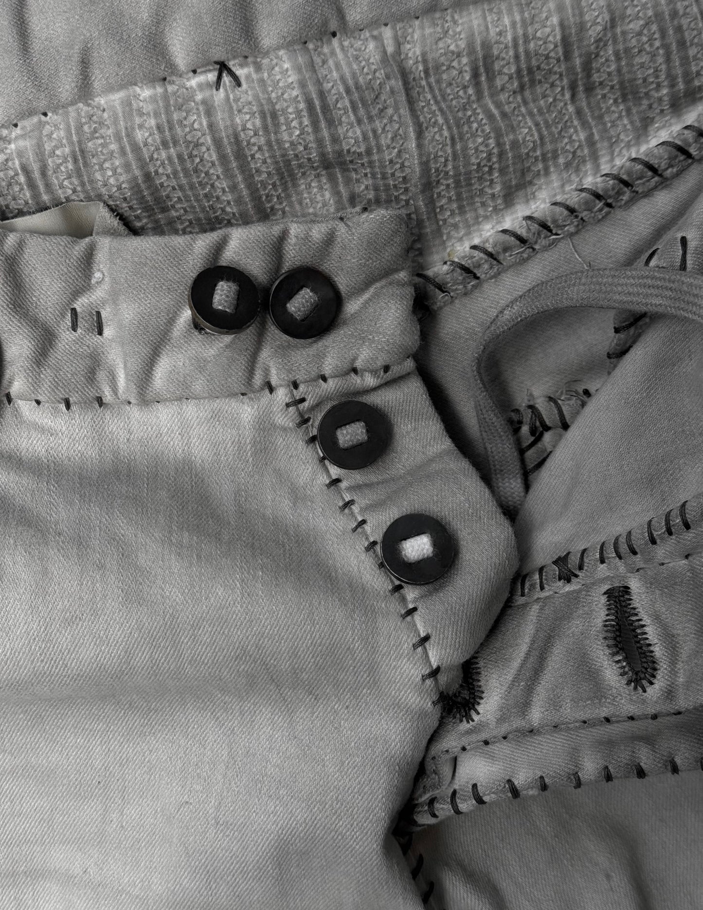 Boris Bidjan Saberi AW21 ‘P13-HS-TF’ Faded Light Grey Resin-Dyed Hand Stitch Denim