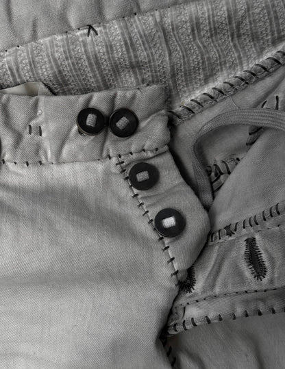 Boris Bidjan Saberi AW21 ‘P13-HS-TF’ Faded Light Grey Resin-Dyed Hand Stitch Denim