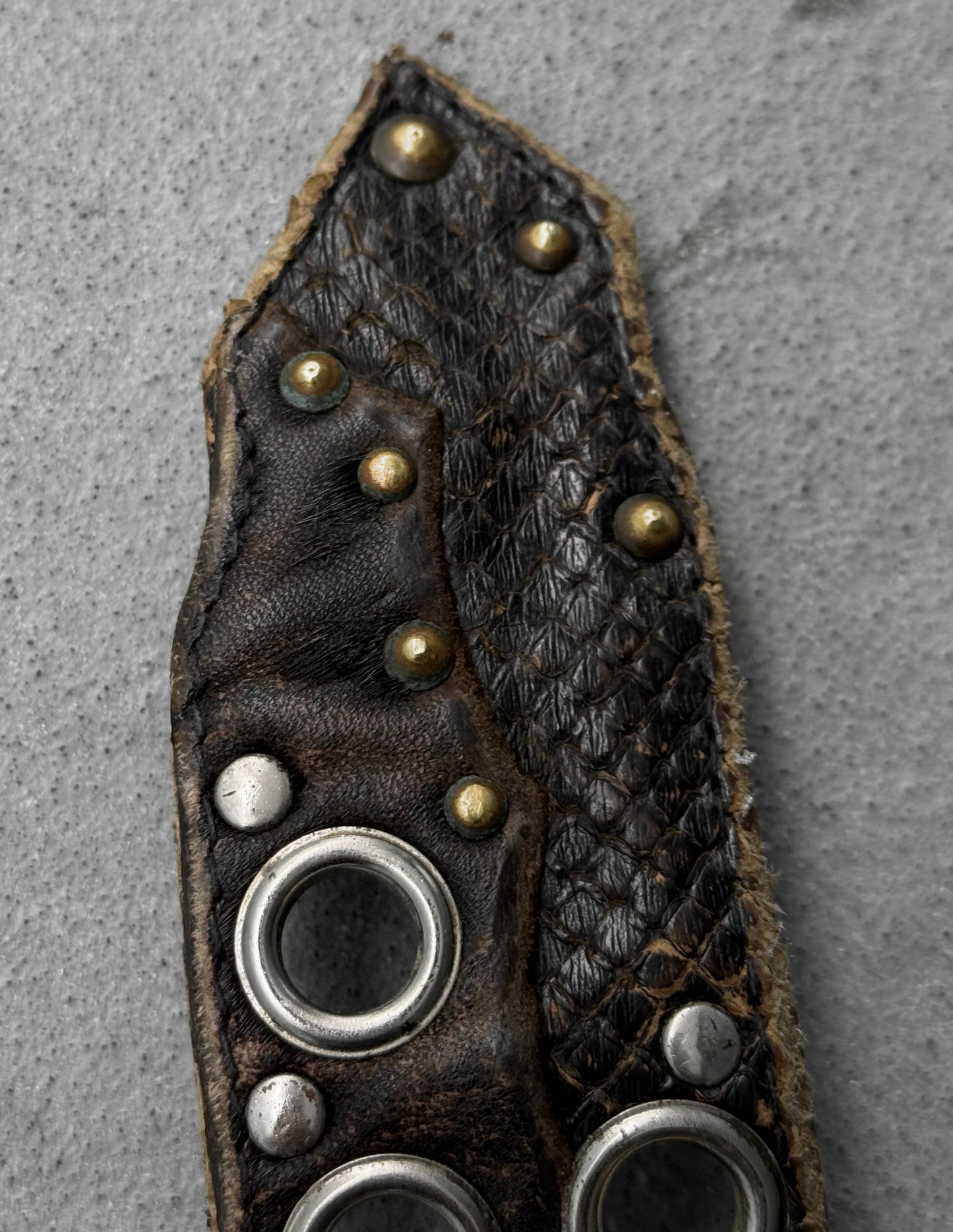 KMRii Early 00s Scar-stitch Honeycomb Leather Belt