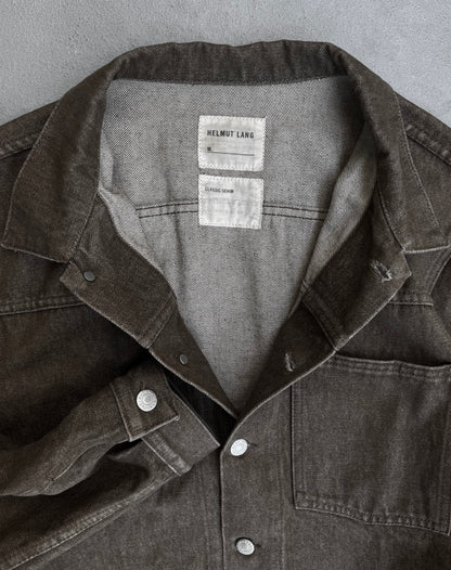 Helmut Lang Early 00s Washed Brown Cropped Denim Jacket