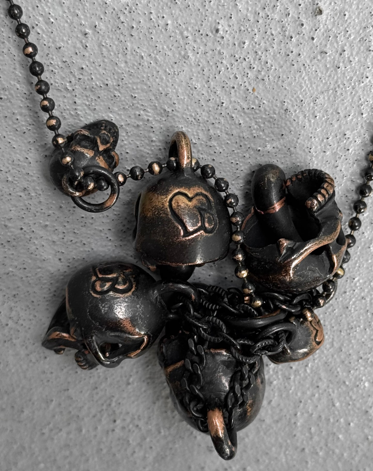 Number (N)ine SS06 “Welcome To The Shadow” Multi-skulls Brass Necklace