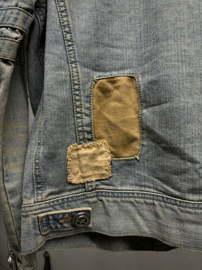 LED RECHWE Early 00s Vintage Wash Distressed Cropped Denim Trucker Jacket detail | DRIEW GARMENTS