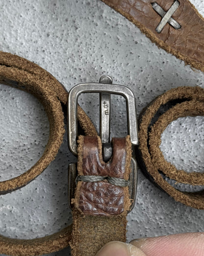 m.a+ by Maurizio Amadei 'ES21A' BI 3.0 S-Buckle Cross Studded Skinny Leather Belt