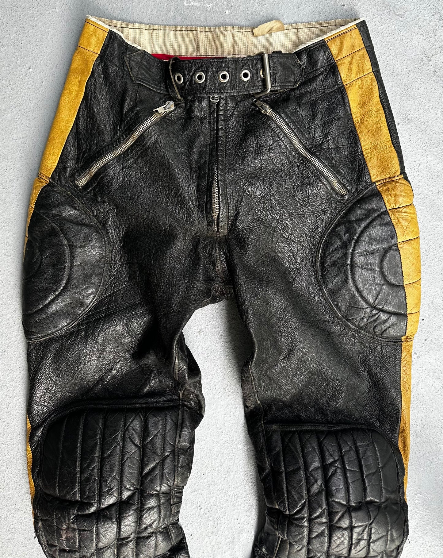 Vintage 50s Swedish Padded Motorcycle Leather Pants