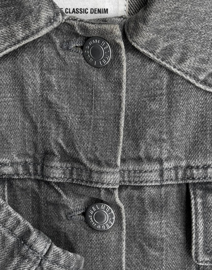Helmut Lang Early 00s Washed Grey Extended Sleeves Denim Trucker Jacket