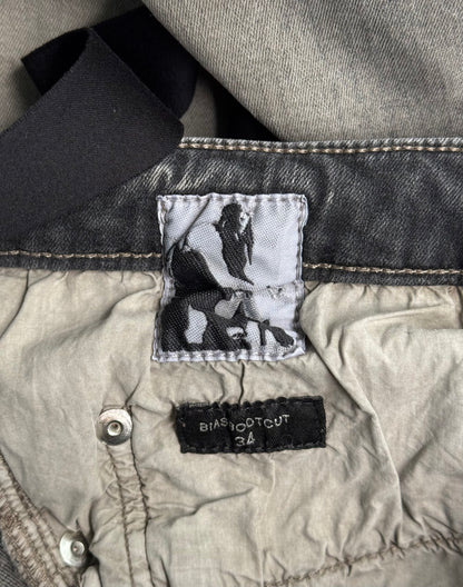 Rick Owens DRKSHDW AW23 “LUXOR” Mineral Wash ‘Bias’ Spiral Flare Bootcut Denim