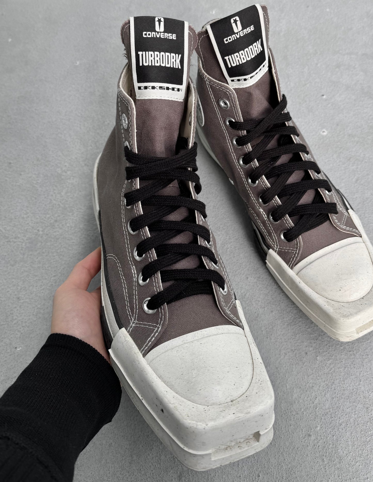 Rick Owens DRKSHDW x Converse “TURBODRK” Brown Square-toe Sneakers