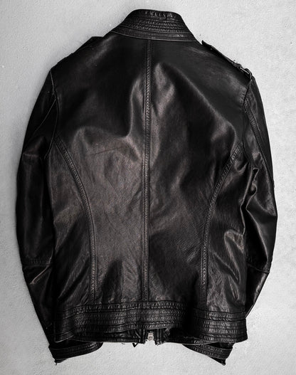 SHELLAC Early 00s Multi-zip Cowhide Leather Rider Jacket