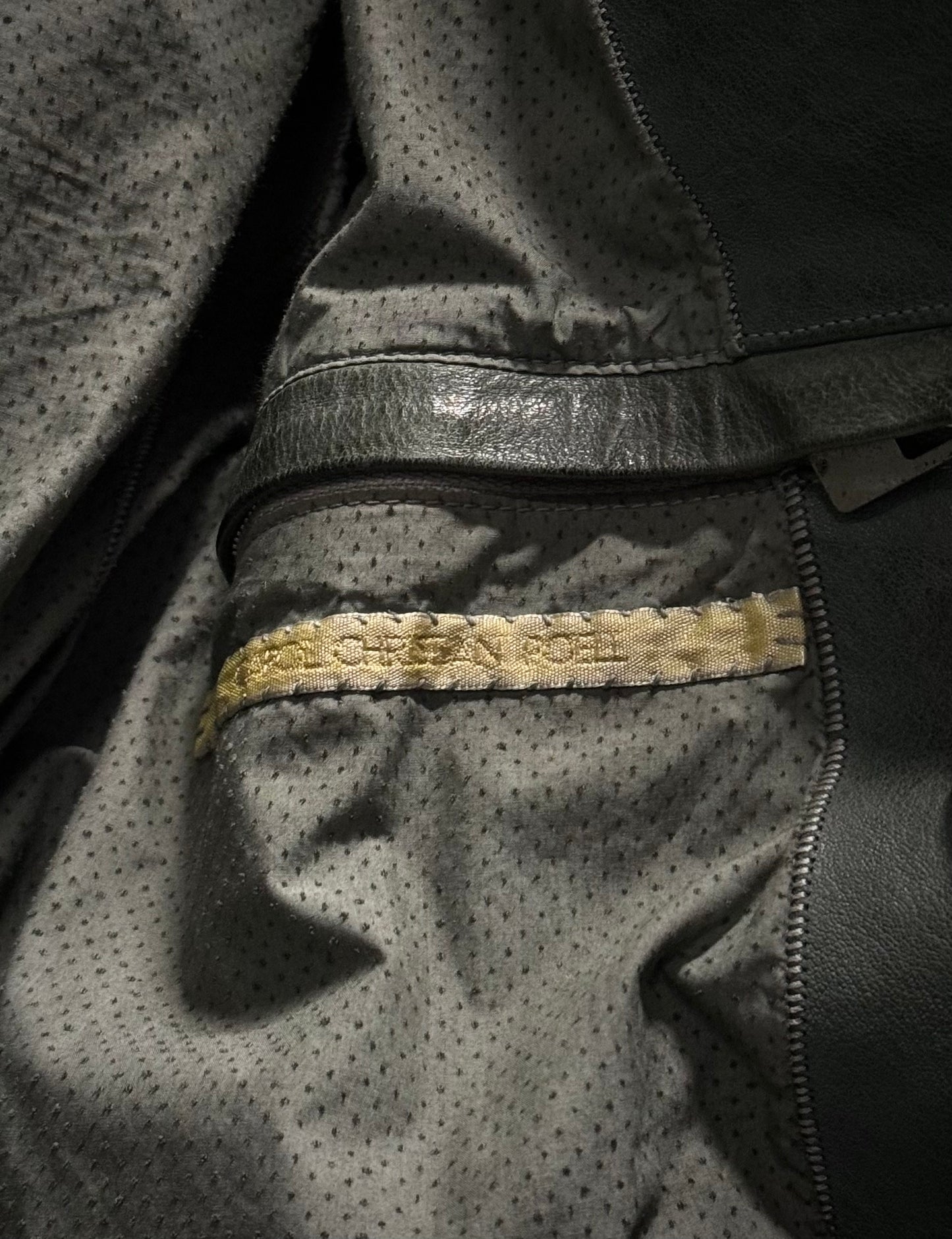 Carol Christian Poell 'LM/2599G-SP ROOMS-PTC/19' Spine Elbow & Hand High Neck Leather Jacket detail | DRIEW GARMENTS
