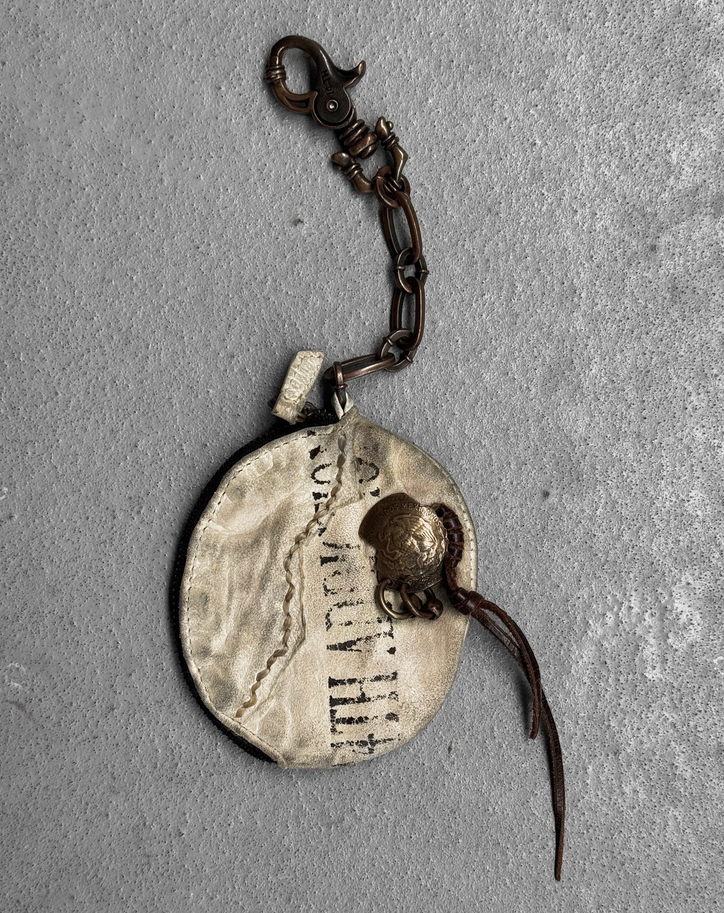 14thAddiction Early 00s Distressed Leather Coin Pouch