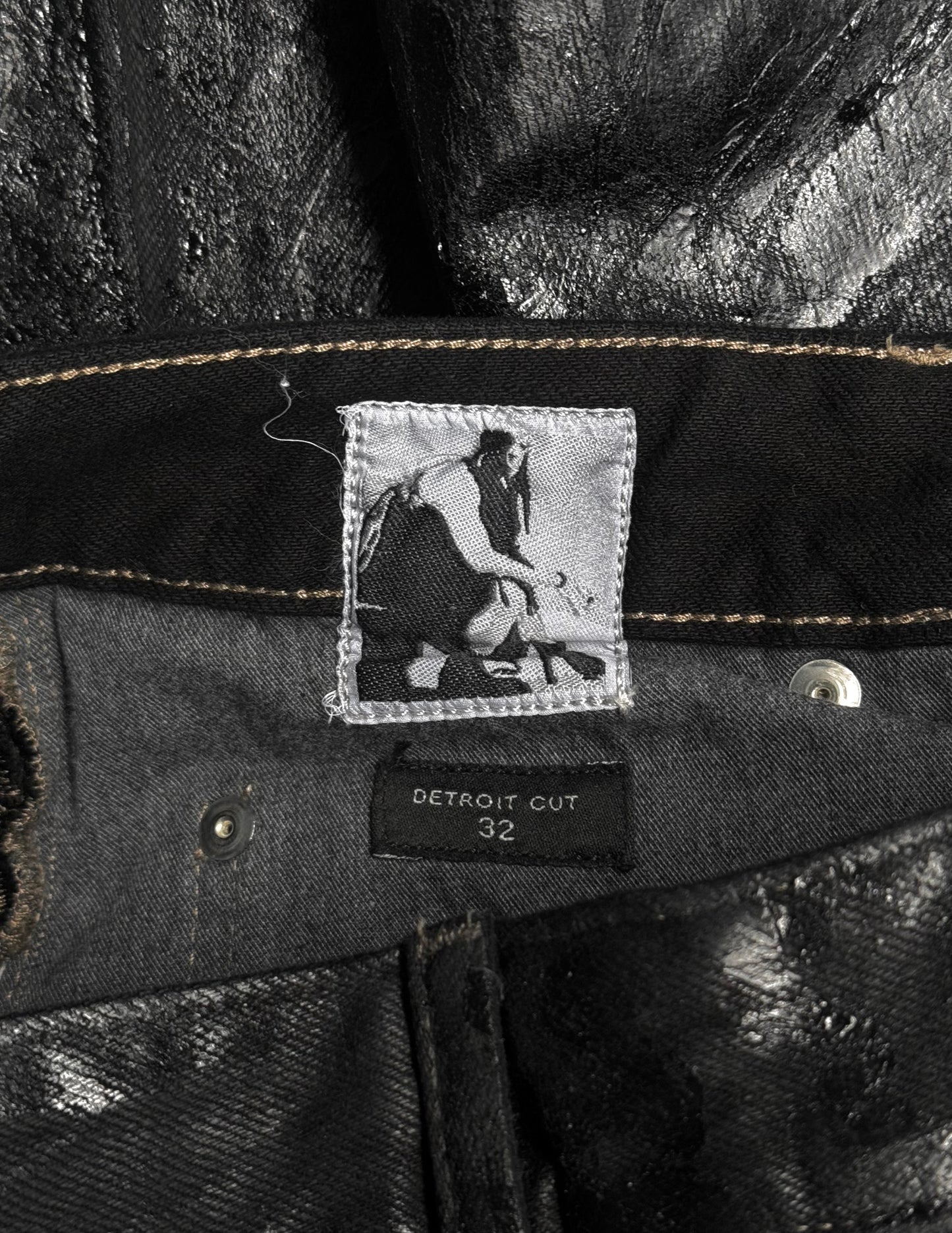 Rick Owens DRKSHDW AW24 "LIDO" Vinyl Wax Coated ‘Detroit Cut’ Denim