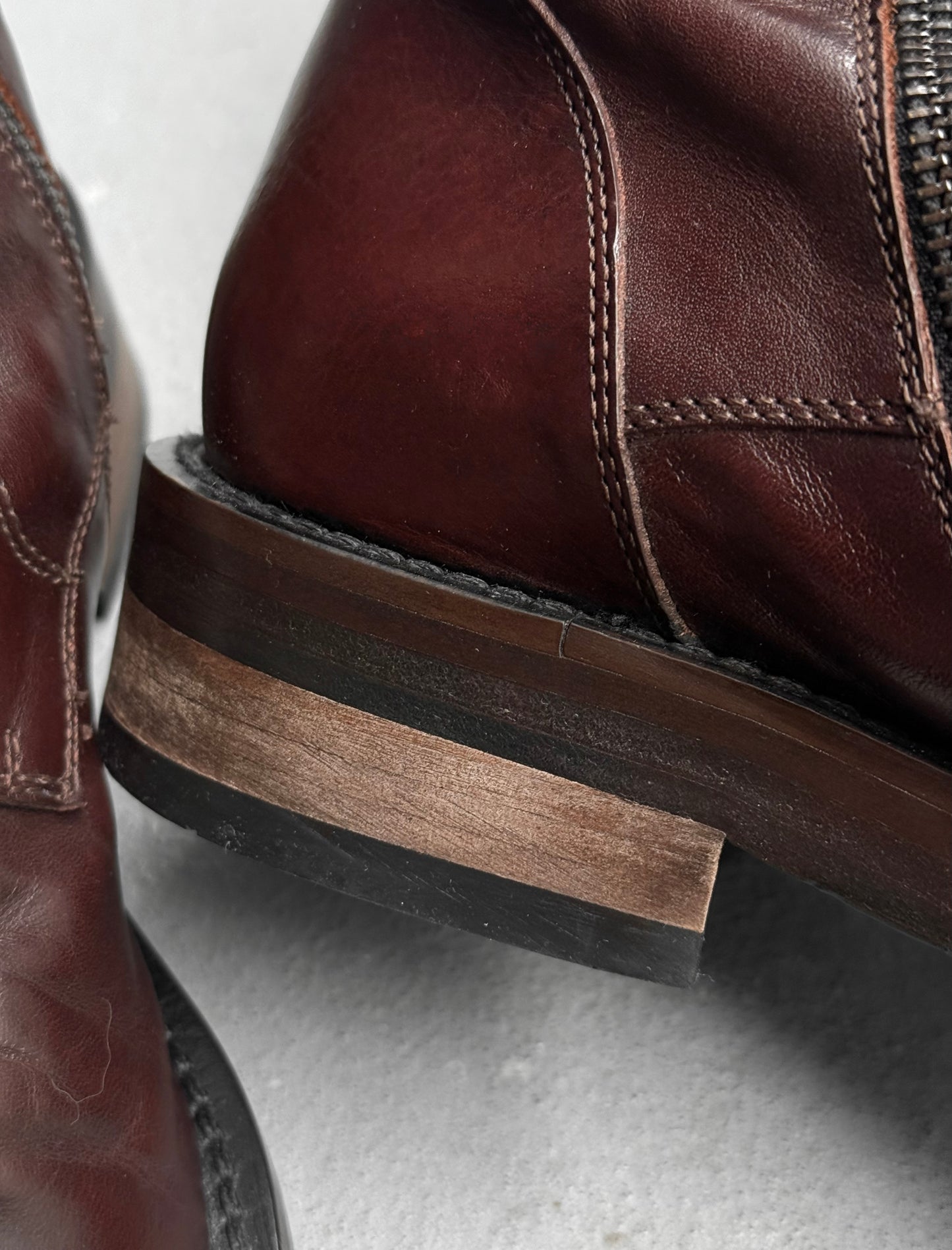 Ann Demeulemeester AW20 "Jazz Moro" Brown Lace-Up Calf Leather Combat Boots